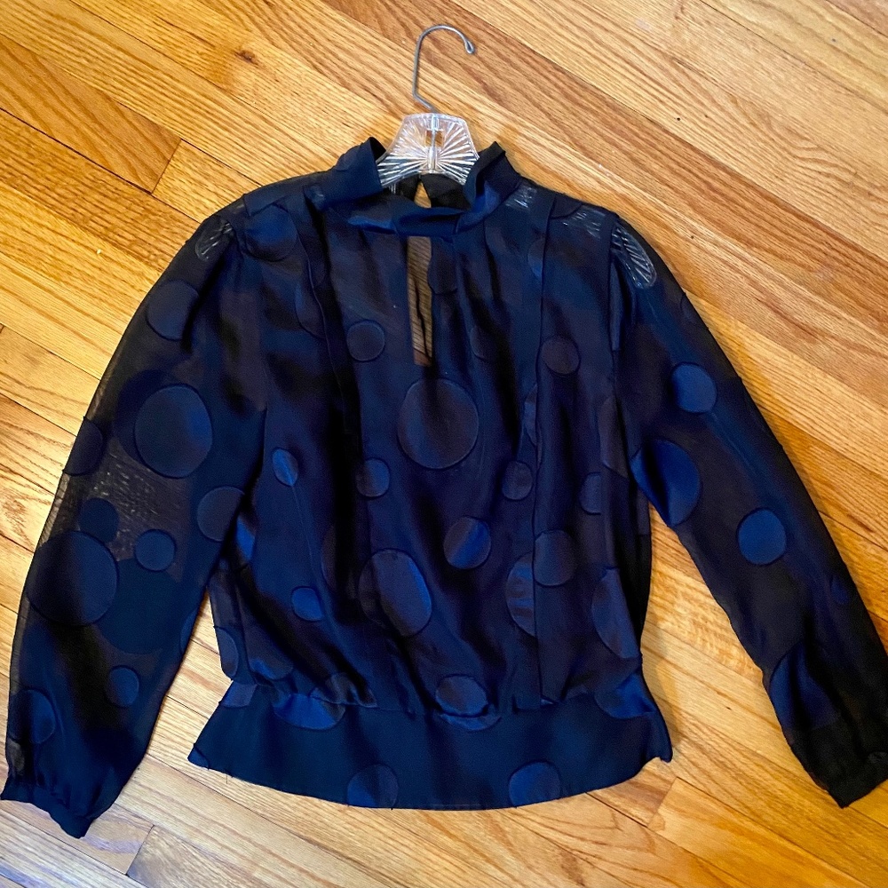Karen Millen Navy Polka Dot Blouse US 8